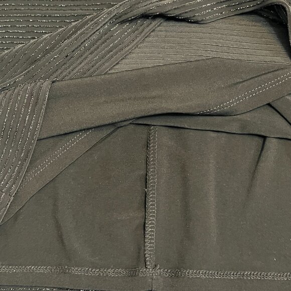 Lauren Ralph Lauren Black Ruched Metallic Sheath Dress Size 12 V-Neck Cocktail - Picture 11 of 11